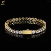 Link Bracelets Hip Hop 3-5Mm Cubic Zirconia Tennis Iced Out Chain Gemstone Wedding Bracelet For Women Men Argenteous Luxury Jewelry