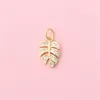 Charms 10st mässing inlagd zirkon kaktus träd bladblommor hängen tillbehör för smycken gör diy armband halsband örhängen örhängen