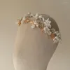 Pinces à cheveux en céramique, bandeau à fleurs, couronne de perles délicates, couvre-chef de mariée, accessoires pour coiffure de mariage