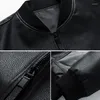 Men's Jackets Luxurious PU Men Spring Autumn Patchwork Leather Jacket Coat Male Fashion Casual O-neck Outwear Plus Size 7XL HA128