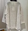 Damenpullover Abend Herbst Schwerindustrie Handgemacht Ausgehöhlt Haken Blume Sweate Kaschmir Stoff Lose Desiger Marke Beige Tops Frauen