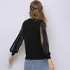 Pulls pour femmes Printemps Automne Net Fil Couture À Manches Longues Pull Tricoté Pull Femmes Tops Mince Dentelle O-cou Chemises Vêtements D'extérieur T20681