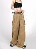 Damenhose Capris American Solid Color Vintage Khaki Hose Casual Style Sommer Multipocket Cargo Straight Loose 230905