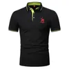 Polos masculinos Mulberry Silk Cotton Verão Casual Men Polo Shirt Cavalo Logo Soft Cores Contrastantes Manga Curta Tops Tee Solto Lapela T-shirt