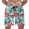 Men's Shorts Colorful Zebra Gym Summer Texture Wild Animal Surfing Beach Short Pants Quick Drying Funny Custom Plus Size Trunks