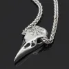 Collier en acier inoxydable pour hommes, pendentif crâne de corbeau, amulette, collier de motard, bijoux Viking, cadeau d'anniversaire LL