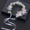 Hair Clips Elegant Pearl Crowns Flower Wreath Headband Girls Bridal Headdress Bride Garland Head Hoop Wedding Headbands Jewelry