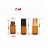 Förpackningsflaskor Partihandel Amber Glass Essential Oil Roller med metallbollar Persoljor rullar på 1 ml 2 ml L Drop Delivery Office School OTL5O