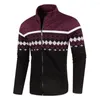 Pulls pour hommes Zippered Hommes Cardigan Polyester Pull Élégant Rétro Imprimer Slim Fit Col Montant Pour L'automne Hiver