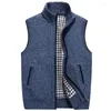 Gilet da uomo Maglioni Gilet senza maniche Primavera Autunno Moda Solido Gilet caldo e spesso Casaco Masculino Cerniera lavorata a maglia in cashmere