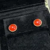 Pendientes de botón de lujo europeo oro rosa rojo jade calcedonia turquesa redondo temperamento simple fiesta joyería de marca premium