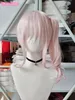 Cosplay perukları anime projesi sekai renkli sahne akiyama mizuki cosplay peruğu uzun pembe kıvırcık ısıya dayanıklı sentetik saç perukları peruk kapağı 230906