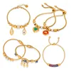 Braccialetti a maglie di lusso in acciaio inossidabile placcato oro 18k con ciondolo a forma di cuore braccialetto con perline Boho gioielli dorati donna 2023 Premium