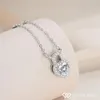 Kedjor halsband hängen 925 sterling silver d färg moissanite vit ädelsten briljant snitt romantisk kärlek inlagd diamantsmycken