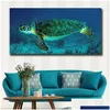 Schilderijen Canvas Wall Art Posters Prints op Sea Turtle View Enorme Decowall Foto's voor woonkamer Geen ingelijst 136 Drop Delivery Home Dhlzp