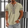 Men's T Shirts Big Size Retro Color Block T-Shirt Summer Men Casual O-Neck Short Sleeve Tee 2023 Tribal Ethnic Style Street Personality Top