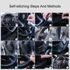 Steering Wheel Covers Car Braid Cover Needles And Thread Artificial Leather Suite 4 Color DIY Texture Soft Auto Interior Accessories