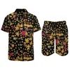 Men's Tracksuits Leaf Print Men Sets Colorful Dots Casual Shorts Summer Vintage Vacation Shirt Set Short Sleeves Printed Plus Size Suit Gift