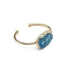 Bracelet en pierre d'agate d'embryon naturel pour femmes, ouvert, couleur or, cristal brut irrégulier, bracelets Druzy, bijoux à la mode, cadeau