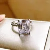 Hochzeit Ringe Hohe Qualität Original Silber Farbe Zirkon Engagement Cocktail Frauen Erstellt Moissanit Edlen Schmuck Geschenk