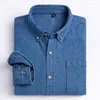 Chemises décontractées pour hommes Chemise en jean à manches longues en coton doux Printemps Automne Une ou deux poches Légère élastique Jeans Cowboy