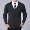 Suéter masculino moda marca suéter para homens cardigan casaco v pescoço slim fit jumpers malhas inverno estilo coreano roupas casuais 230906