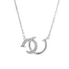 Collier Double C en argent sterling S925 pour femmes, simple et polyvalent, pendentif à ongles en diamant, lumière de luxe, chaîne à collier court