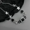 Girocollo Y2K Punk Black Diamond Love Star Cuore Collana in pelle per le donne Egirl Vintage Coreano Moda Collane Gioielli Regali