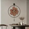 Wall Clocks Living Room Background Clock Household Hallway Watches Luxury Hanging Painting Flower Ornament Home Decoration 50/60cm