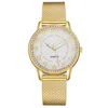 腕時計sdotter vrouwen horloges luxe mesh band armband rose goud ingelegde kristallenファッションnieuwe