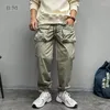 Calças masculinas japonês streetwear grandes bolsos casuais sweatpants homens harajuku na moda corredores coreano hip hop esporte ao ar livre calças masculino