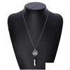 Pendant Necklaces Hexagonal Prism Quartz Natural Stone Necklace Star Lotus Angel Crystal Healing Point Chakra Charm Long Chain For W Dhq4P