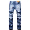 Byxor blad lapp jeans män hip hop män överlägsen smal fit rak byxa mens high street casual byxor stor storlek 28-42