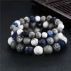 Strand Top Natuurlijke Blauw-ader Steen Armbanden Charm Blue Planets Series In The Universe Matte Frosted Amazoniet Kralen Armband Mannen