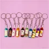 Keychains Lanyards Cute Novelty Resin Beer Wine Bottle Keychain Assorted Color For Women Men Car Bag Keyring Pendant Accessories W Dhl3P