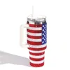 40 Oz US Flag Tumbler With Handle Insulated Stainless Steel Double Wall Water Cup Travel Mug Water Bottle G0906