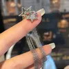 Ryggar örhängen Youngx Light Luxury Shiny Zircon Long Tassel Fashion Star Ear Clip for Women Jewelry Party Gift