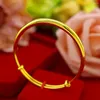 Bangle 4mm Solid Smooth Adjust Bracelet For Women Girl 18k Yellow Gold Filled Classic Fashion Simple Style Lady's Jewelry Gift