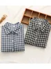 Frauen Blusen Lamtrip Vintage Kurze Doppel Schichten Baumwolle Garn Weiche Plaid Langarm Hemd Bluse 2023 Herbst Frauen