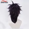 Cosplay perruques Anime JOJO'S BIZARRE ADVENTURE Ghirga Narancia court violet noir Cos cheveux perruque Cosplay Costume perruques perruque casquette 230906