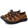 Sandalen Mode Lässig Männer Weiche Outdoor Wanderschuhe Strand Sneaker Rutschfest Klassisch Bequem Slip-on Leder Freizeit