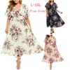 Robes sexy urbaines Mode Plus Taille 3XL 4XL 5XL Femmes Robe Florale En Mousseline De Soie Fleur Bohème Plage D'été Gypsy Ropa Robes 230906