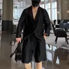 Survêtements pour hommes Mode d'été Transparent Ultrathin Chemise à manches longues Ensemble Costume solide (manteau court pantalon) Collier Design Pantalon fendu