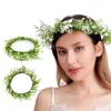 Decorative Flowers Green Artifical Flower Hair Wreath Eucalyptus Leaf Hairband Beach Headband Vacation Pography Party Bridesmaid Headdress