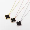 2024 Long size large 25MM black and white double-sided scallops, clover rose gold sweater necklace, trendy women's necklace