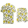 Trainingspakken voor heren Citroen Herensets Food Fruit Leaf Casual overhemdset Street chic Strandshorts Zomer Op maat gemaakt pak 2-delige kleding Grote maten 2XL