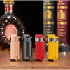 New Three Flame Straight Cigar Metal No Gas Lighters Smoking Set Gift X0ZF