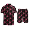 Men's Tracksuits Flamingo Men Sets Animal Leaf Plants Cool Casual Shirt Set Short-Sleeve Graphic Shorts Summer Beach Suit Big Size 2XL 3XL