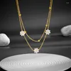 Anhänger Halsketten 316L Edelstahl Mode Edlen Schmuck 2-lagige Gänseblümchen Liebe Herz Muscheln Charme Kette Choker Anhänger Für Frauen