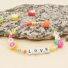 Strand YASTYT-pulsera con cara bonita de perlas para mujer, joyería de moda, Pulseras elásticas con letras de amor y corazón